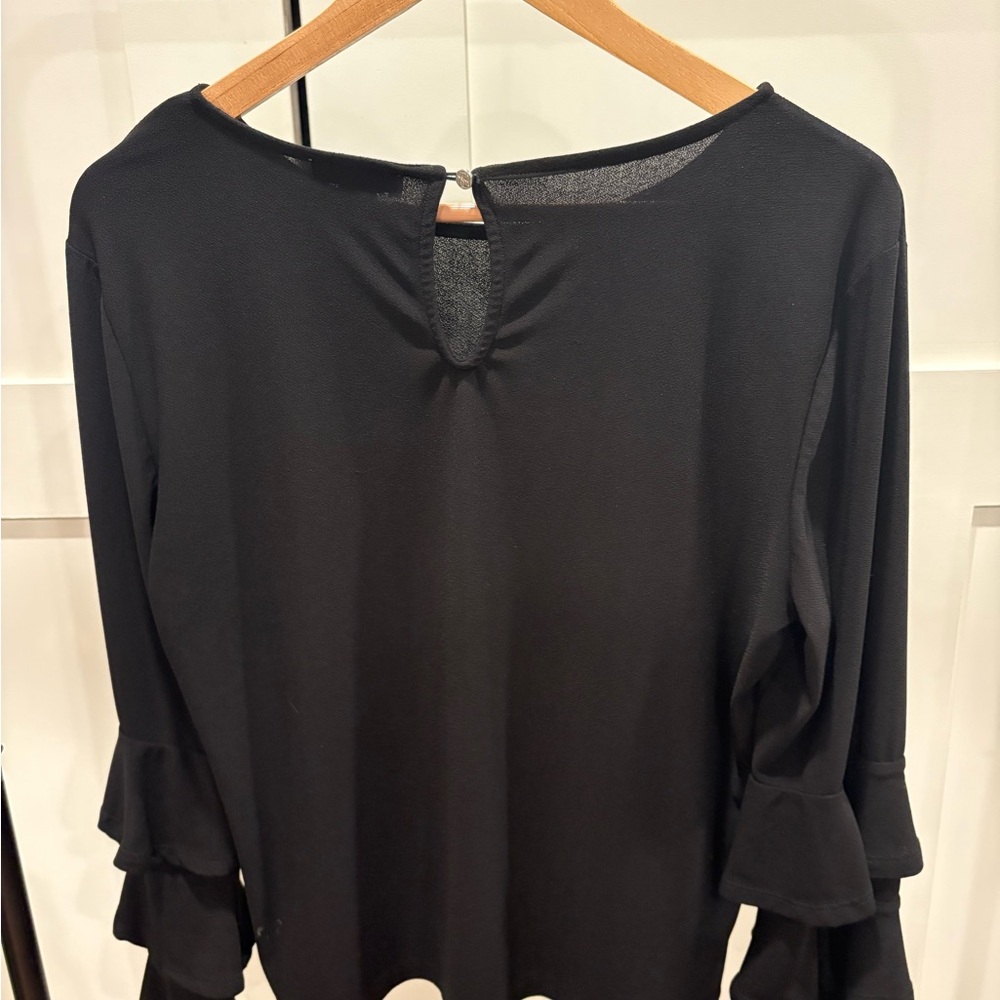 CeCe Black Ruffle Sleeve Blouse - Picture 3 of 3